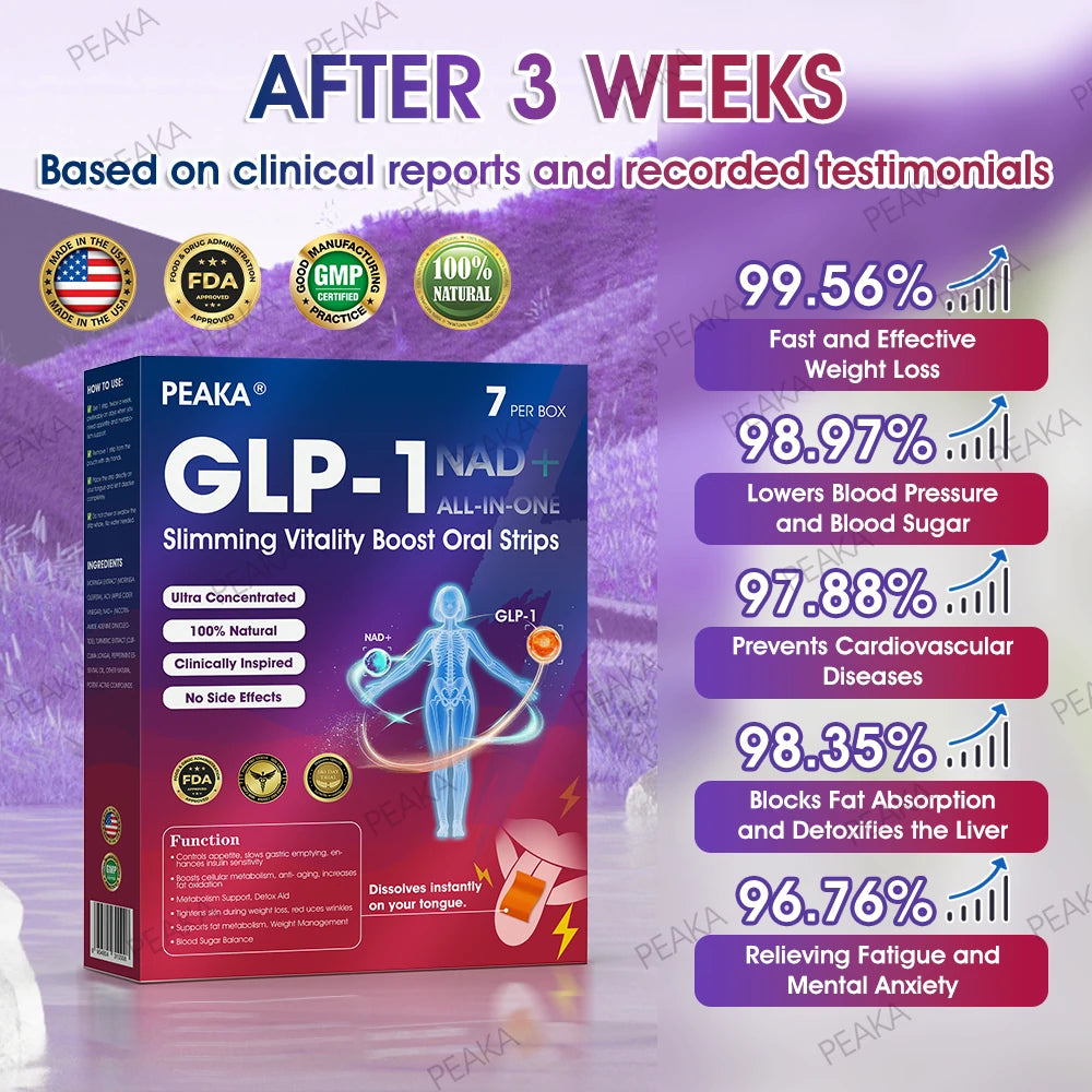 Official Store | PEAKA® GLP‑1 Slimming Vitality Boost Oral Strips 🥇 NAD+ Natural Formula with Moringa & Herbal Extracts | Visible results in 7 days ✅ Supports weight loss, heart health, blood sugar, sleep, joints & more.